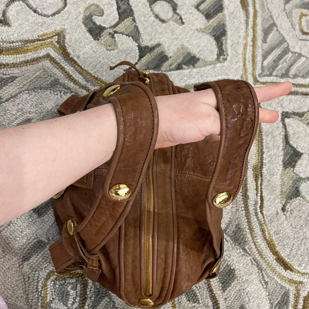 💕 Gustto Baca vintage brown Italian soft leather large satchel $690 💕 - Picture 11 of 16